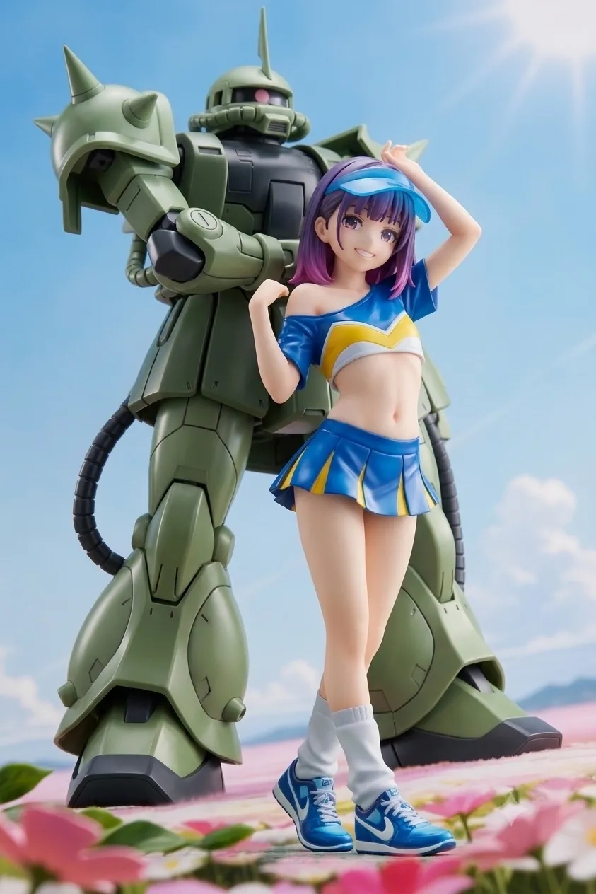 今日を頑張ってる人も、今日は頑張ってない人も、みんなまとめて応援したい、ザクとチアガール！…フィギュア…紫