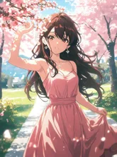 桜の木の下で思わず踊る彼女