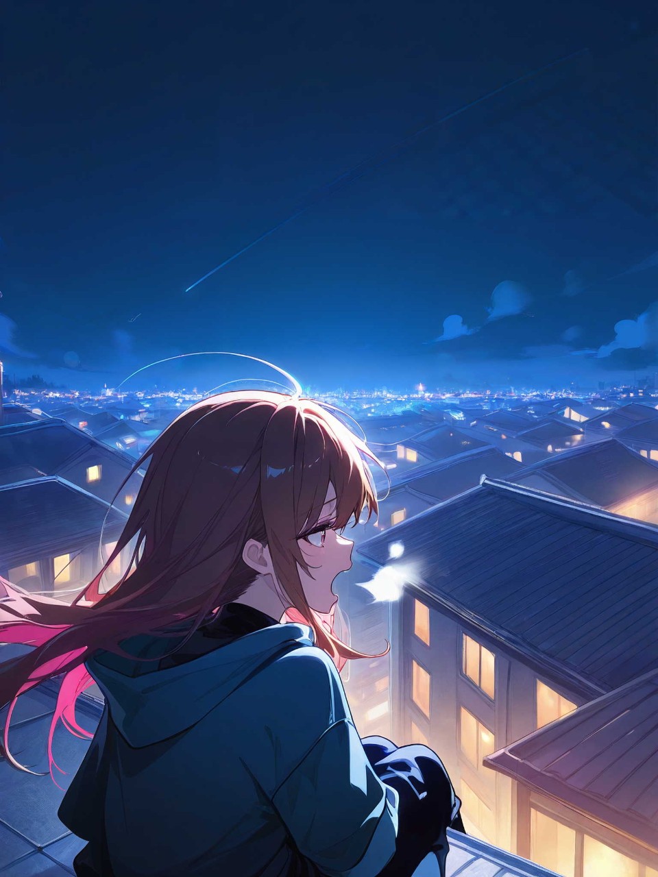夜景に向けて叫ぶ者 — かあかあさんのAIイラスト