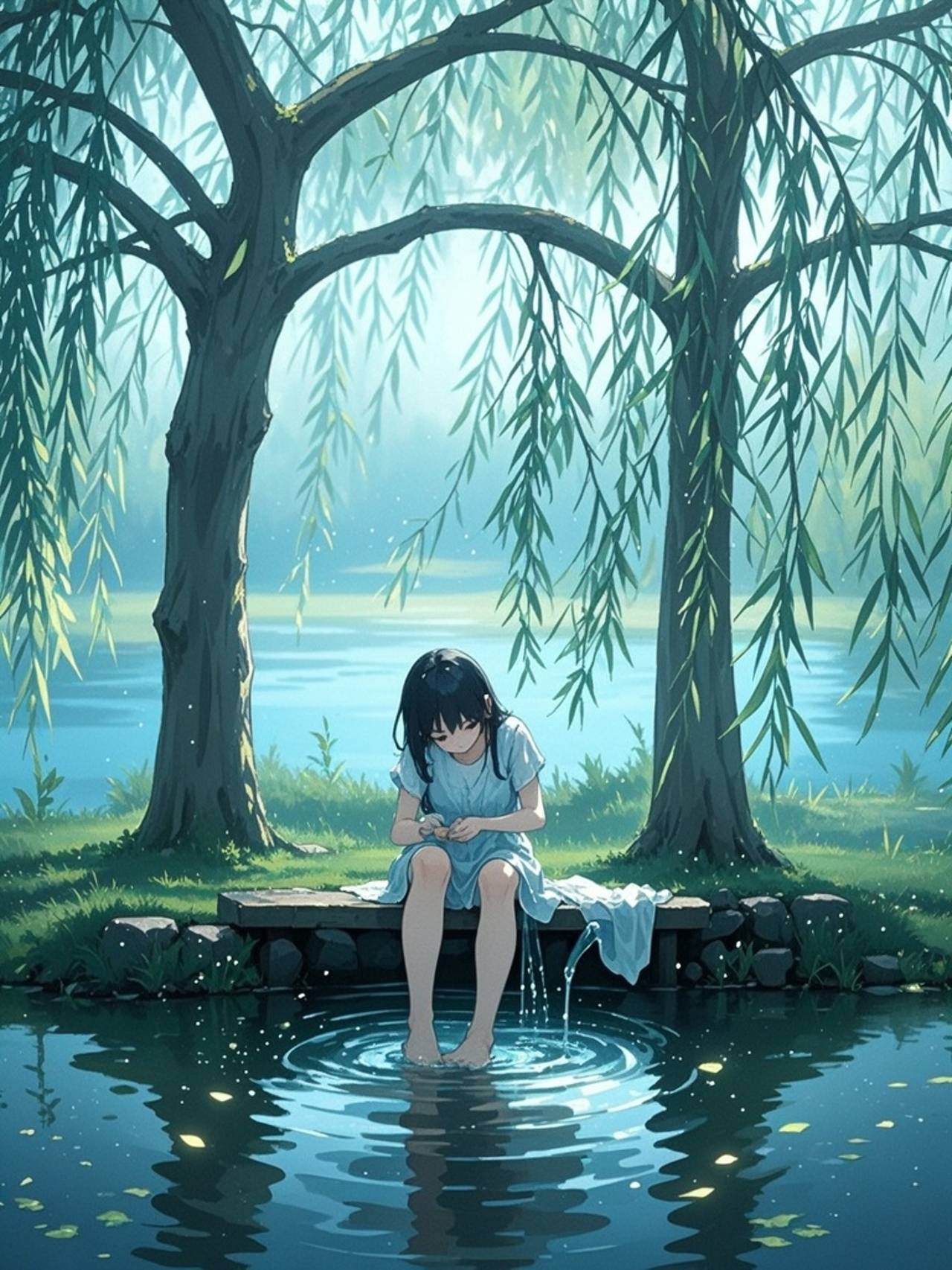 Girl wash her feet — 詩☕さんのAIイラスト