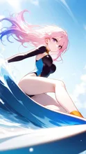 プロサーファーサーフィンの子 — ああさんのAIイラスト