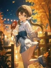 秋祭りを楽しんで