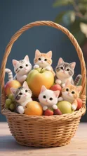 子猫たちのフルーツバスケット — SUPP66695834さんのAIイラスト