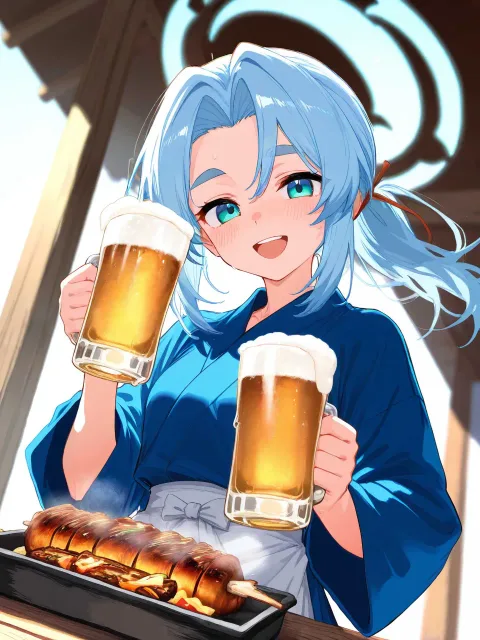 七輪の上の秋刀魚、焼きながらビールを飲む
