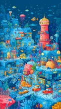 楽しい海底都市 — nagahara.shinichiさんのAIイラスト