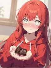 チョコレートを渡そうとしてる少女