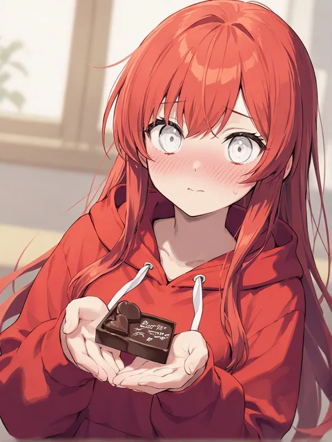 チョコレートを渡そうとしてる少女