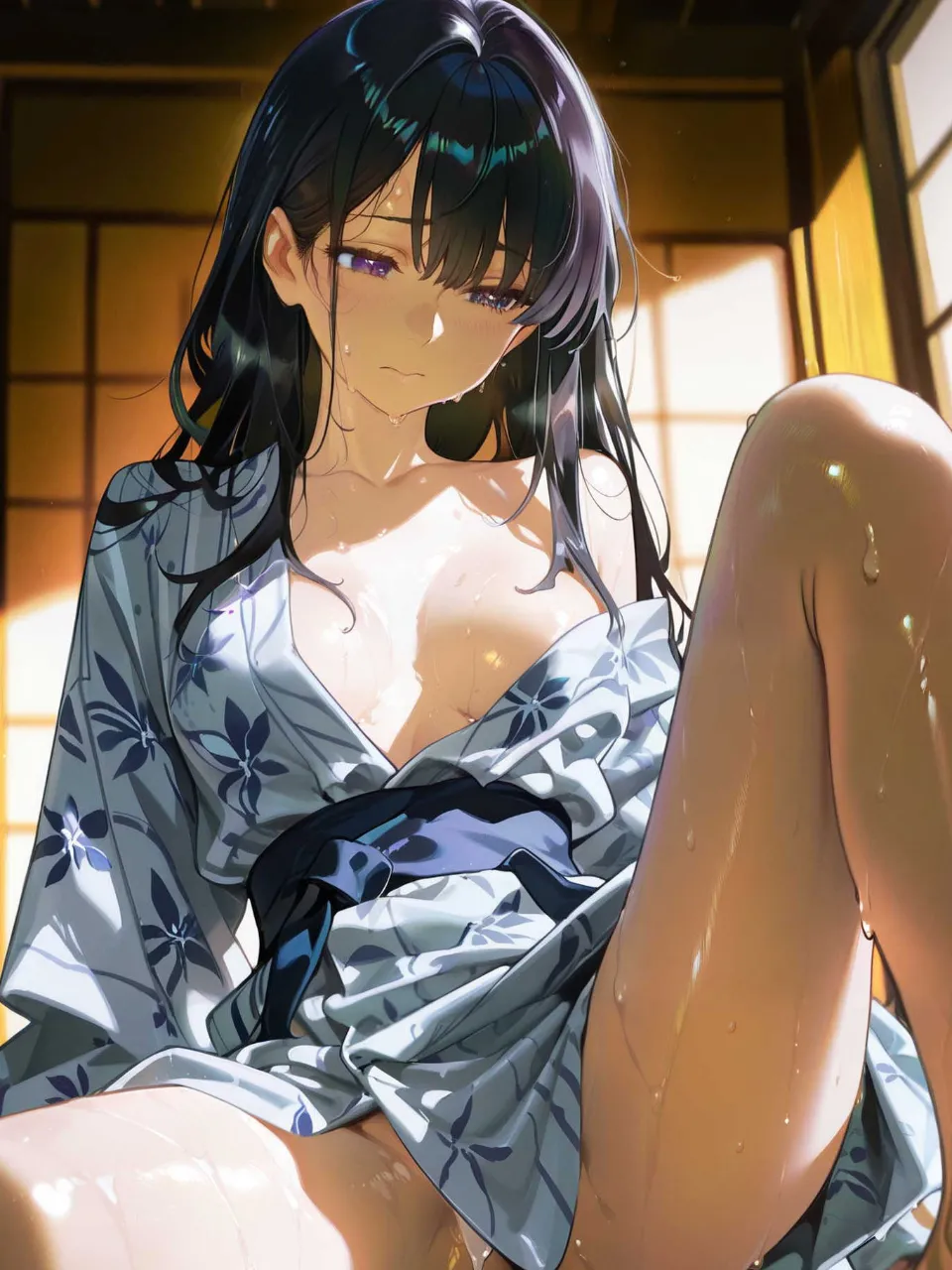 「嫌だわ、、もう、、べたべたじゃない、、!」