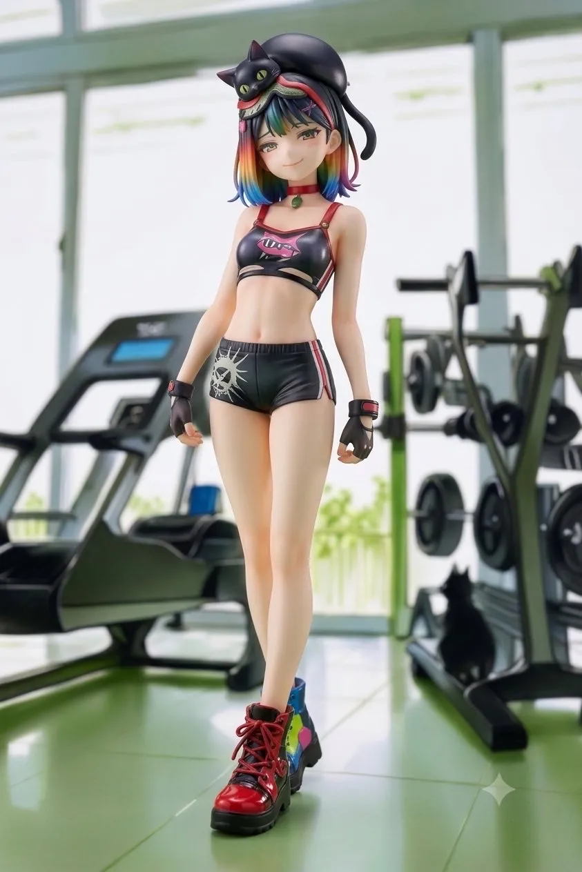 スポーツジムにやってきた…パンク娘と黒ニャンコ…フィギュア…黒