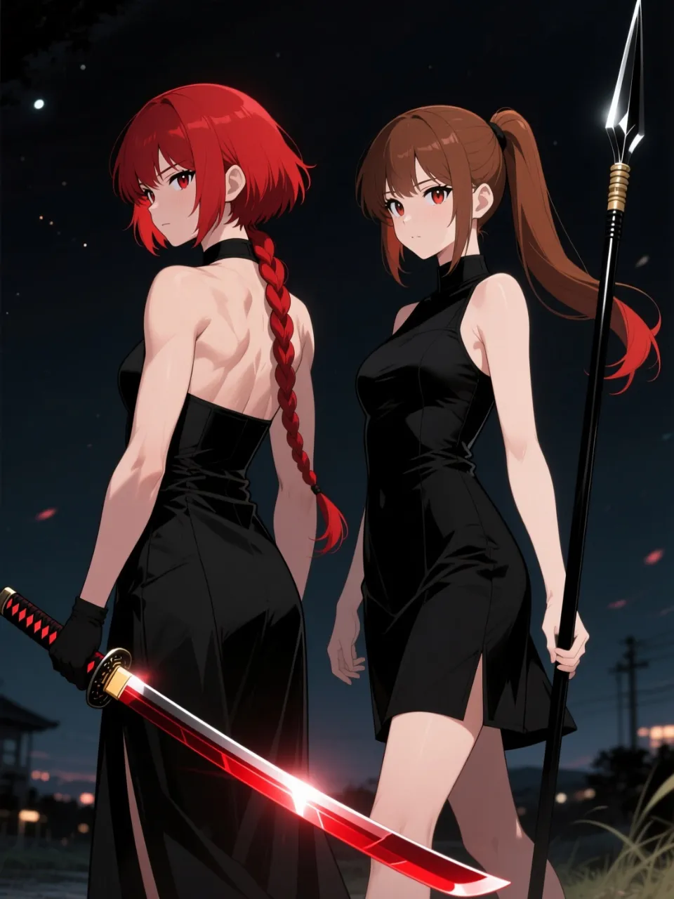 双子の黒ドレス