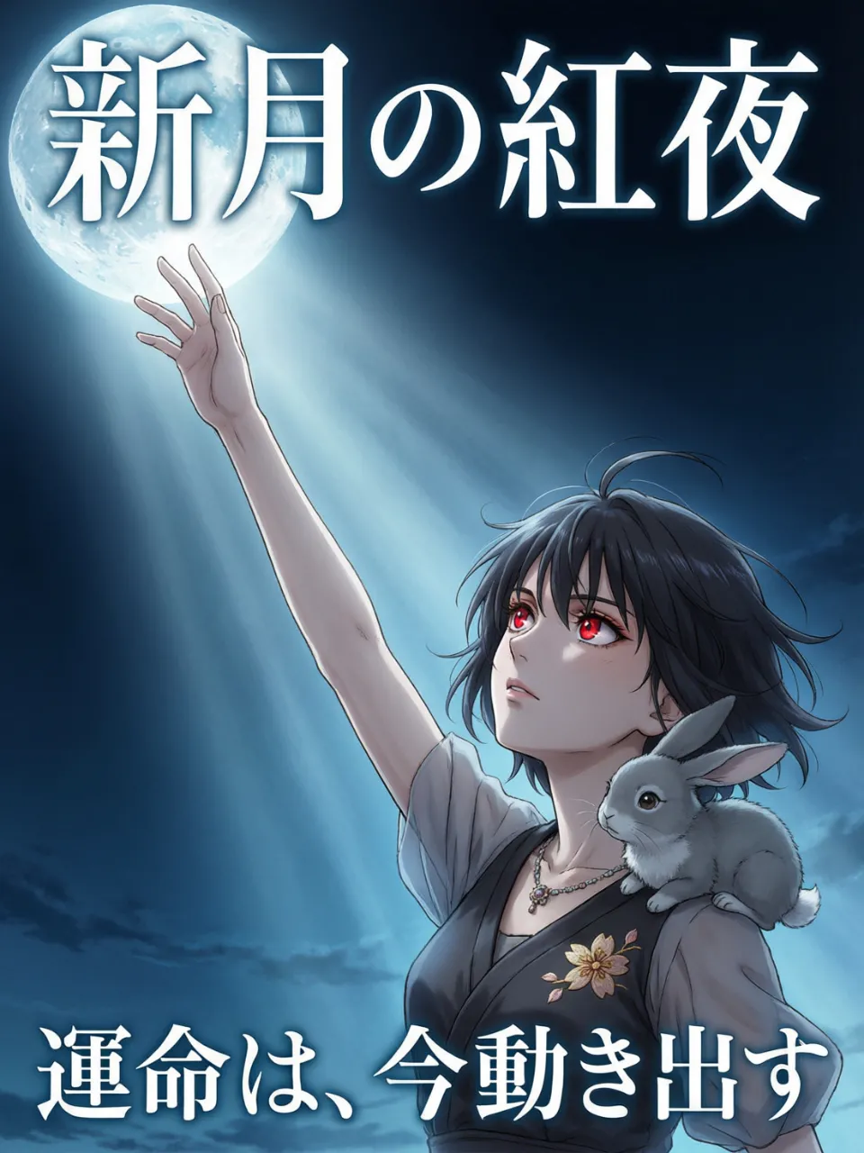 新作映画のポスターな紅夜さんと子うさぎ — 紅夜さんのAIイラスト