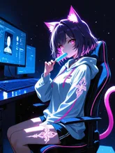 ツキヨの猫耳配信 — anime好き🌟シャガリエスさんのAIイラスト