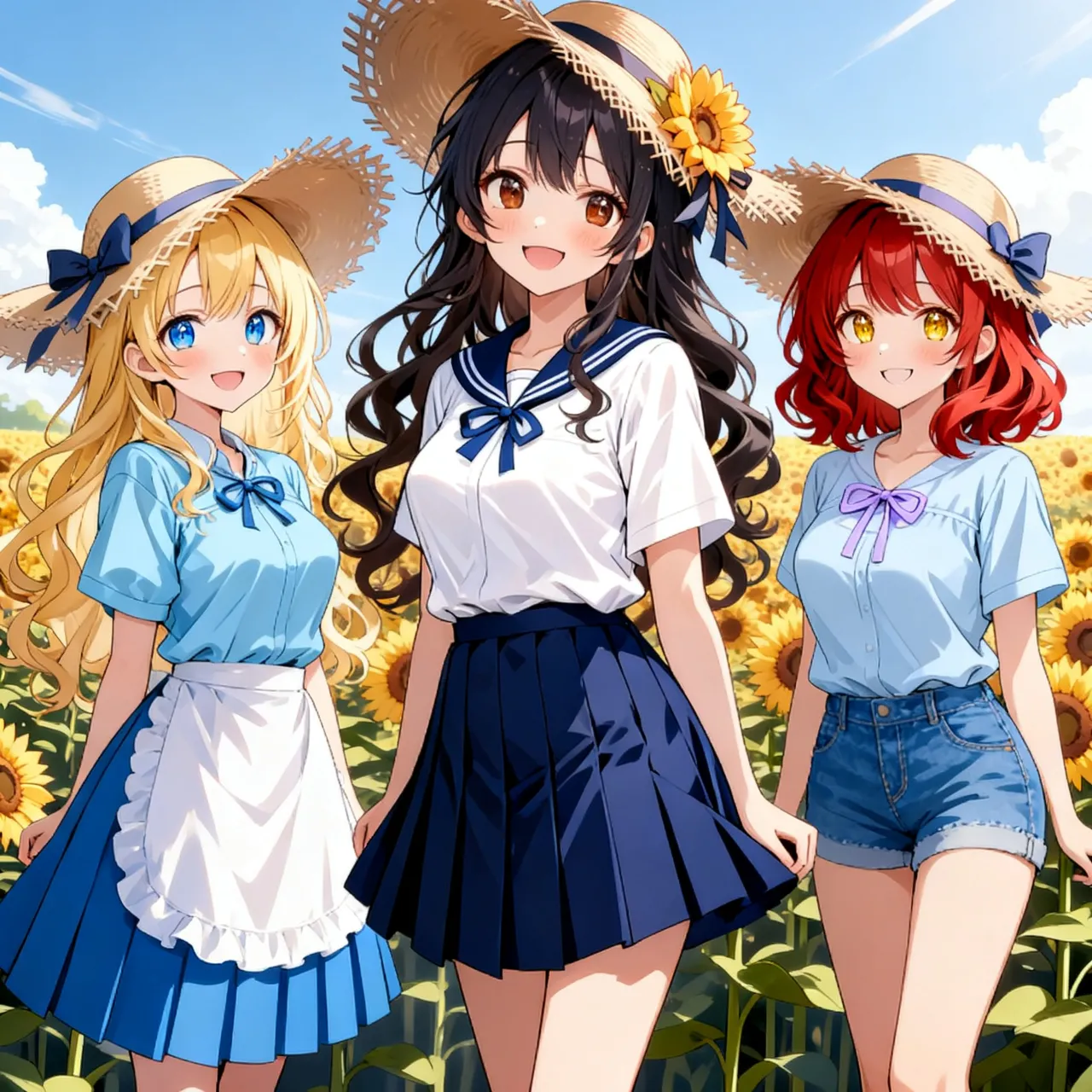 向日葵3人娘 — SUPP780565さんのAIイラスト