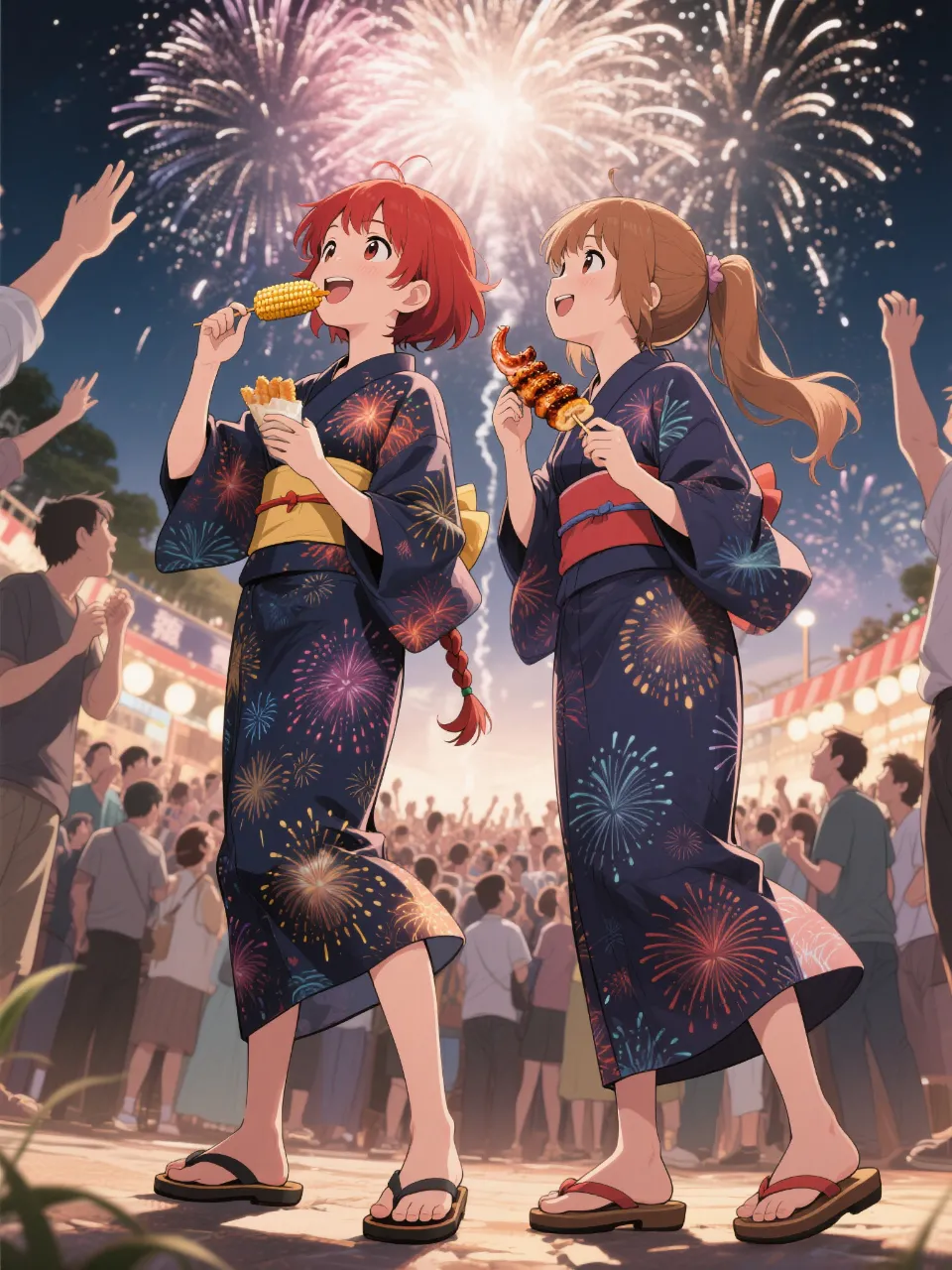 双子と花火大会 — 水上雷太さんのAIイラスト