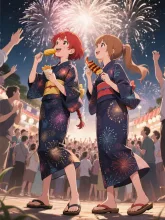双子と花火大会