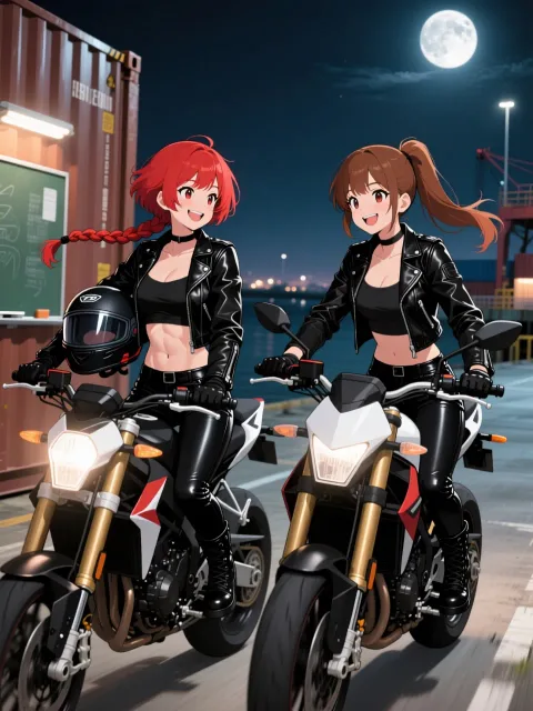 双子とバイクとライダーズジャケット