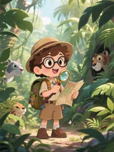 Adventurous Explorer Boy with Glasses — kaoriさんのAIイラスト