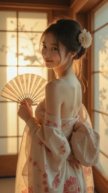 softly rounded face - 扇子