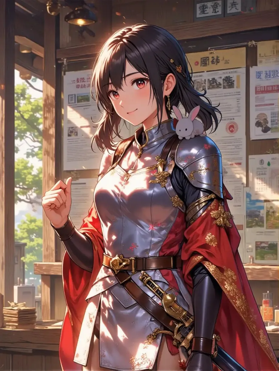 ギルドにクエスト依頼書を見に来た紅夜さんと子うさぎ