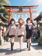 仲良し３人で初詣に行ってきました🙏