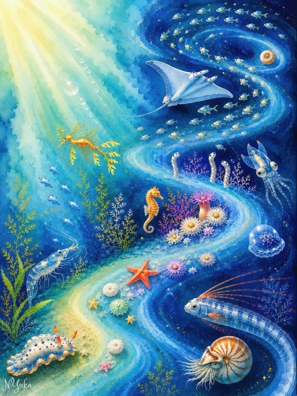青を歩く-Walk Through Blue — n.yukaさんのAIイラスト