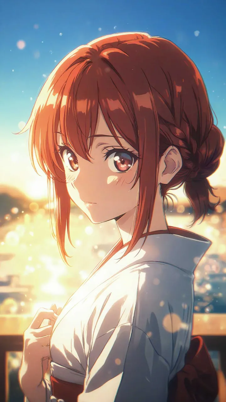 月夜の海辺・巫女