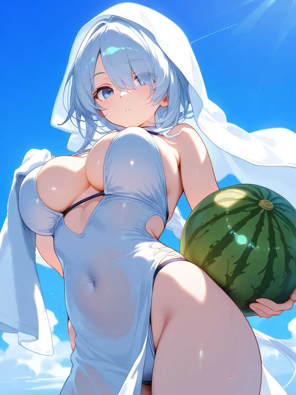 スイカと夏の女性②