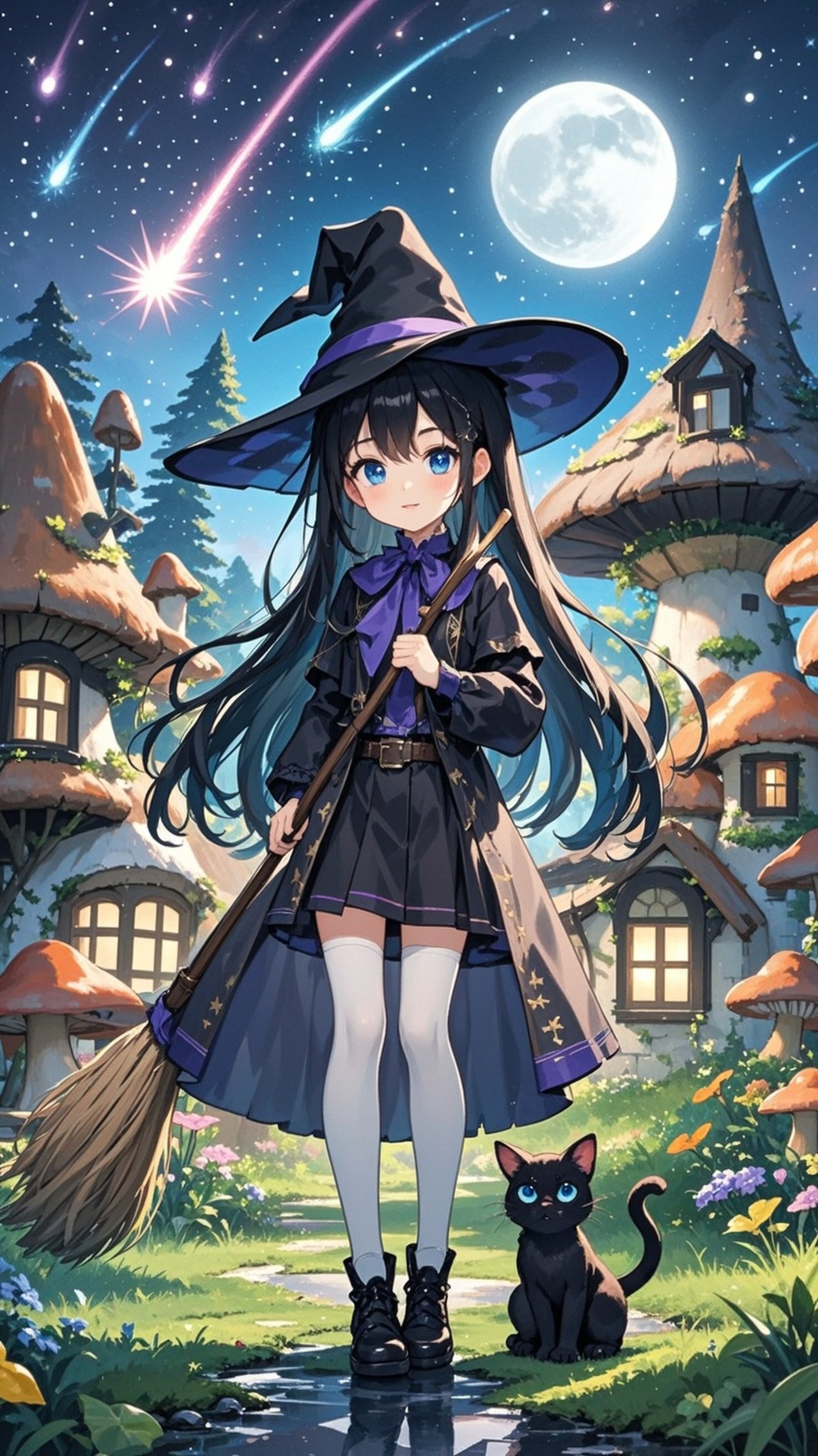 黒髪魔女娘💕🍄のお家に住んでるの❤️ — りゆさんのAIイラスト