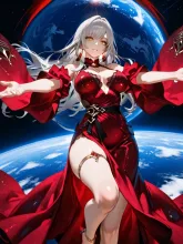 深紅の守り人:優しく微笑んでいる