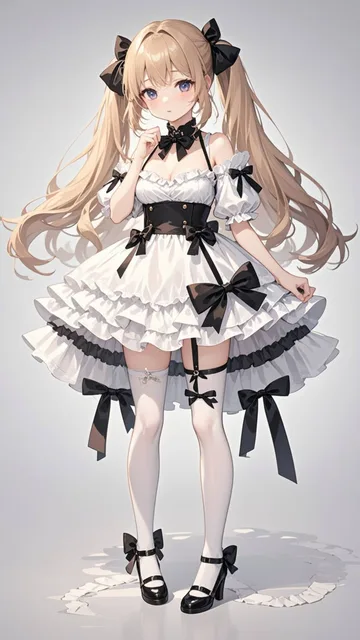お団子ロングヘア、人見知りをする少女