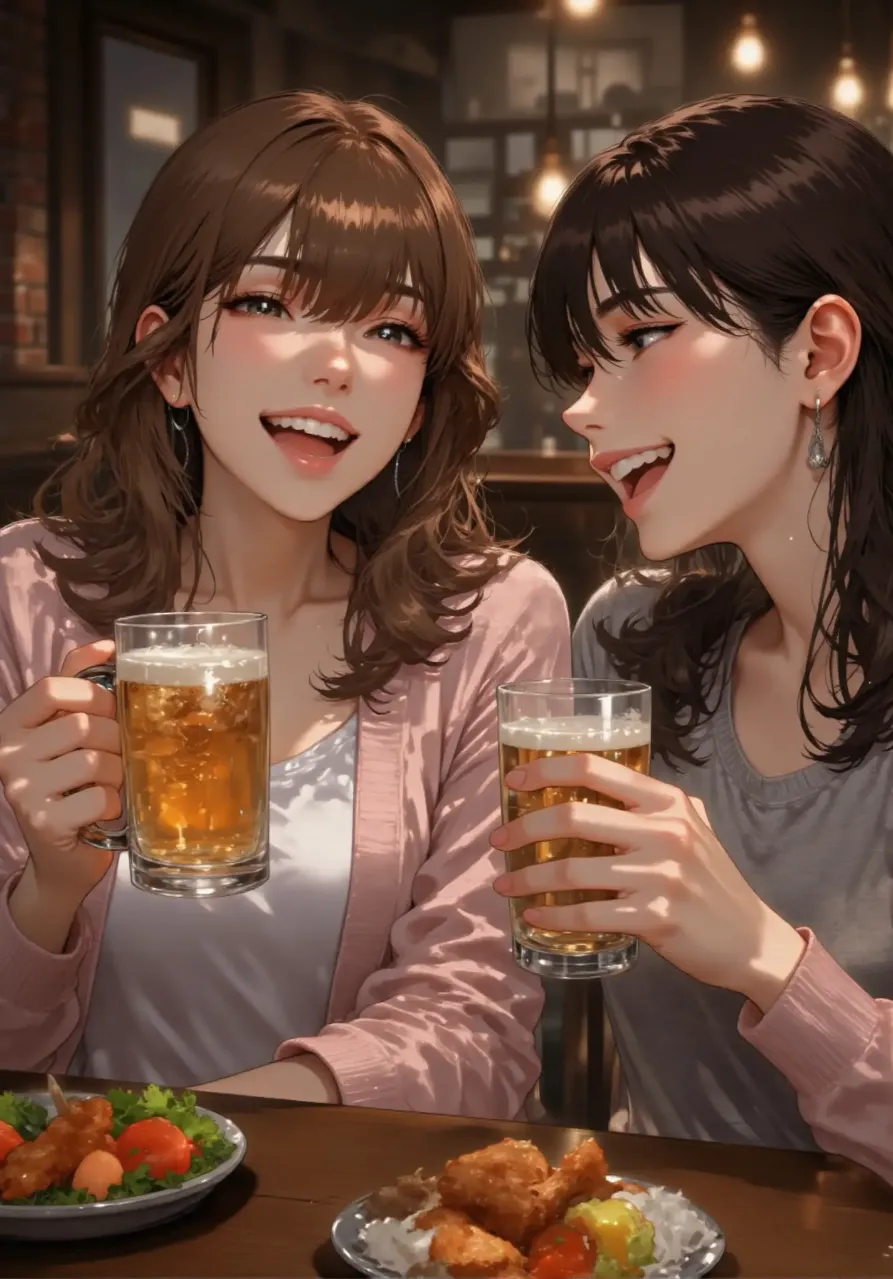 女同士、女子トークで大笑い