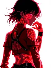 黒髪の赤い服を着た子 — 京極燿さんのAIイラスト