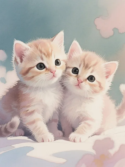 生まれたての双子の子猫 - 画像生成チャレンジ