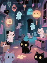 ネコだらけのお化け屋敷ฅ^•ω•^ฅ