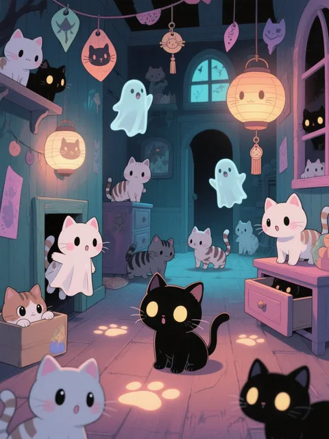 ネコだらけのお化け屋敷ฅ^•ω•^ฅ