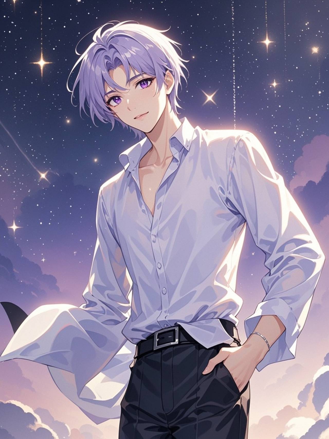Ethereal Nagisa Kaworu: A Starry Portrait