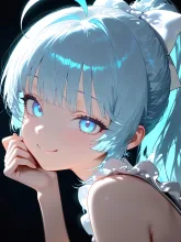 満面の笑み水色