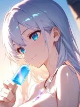 アイスキャンディーと夏の女性·初夏チャレンジ の投稿作品