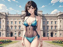 最高画質、官能、日本美女、水着、透けている、西洋宮殿