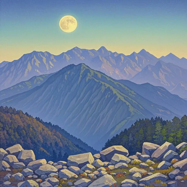 祖先の城跡にて観る 清武の月