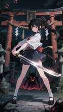 立ち向かう巫女 — 小悪魔・デーモンのAIイラスト｜SUPPART