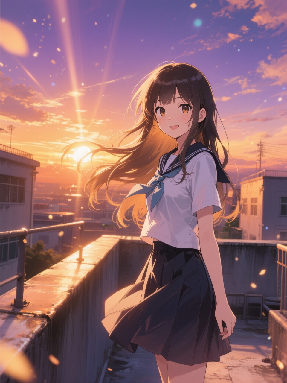 高精度アニメ - 屋上の夕焼け / はると