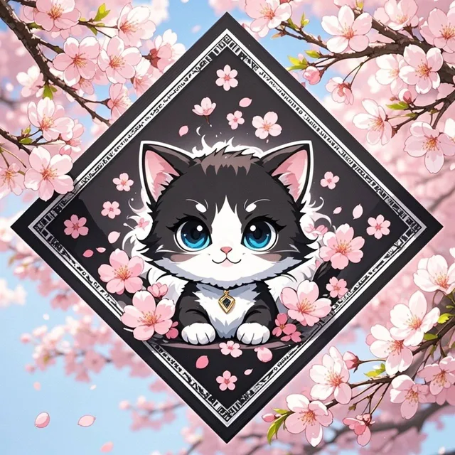 バンダナ図案 子猫
