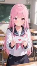 ピンク髪娘💕放課後の教室で💌