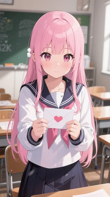 ピンク髪娘💕放課後の教室で💌