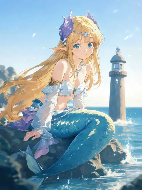 きちんとした服装、正面を向いてこちらを見る - 海賊 vs 人魚