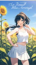 ひまわり畑と少女