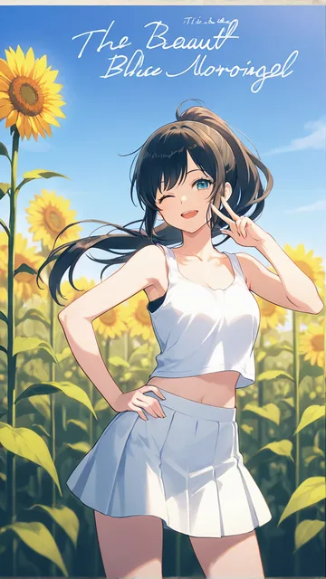 ひまわり畑と少女