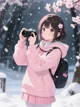 桜咲いているのに雪景色？？