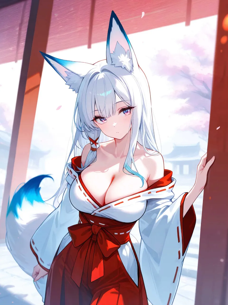 とある神社の狐巫女様 — 放つ光（物理）さんのAIイラスト